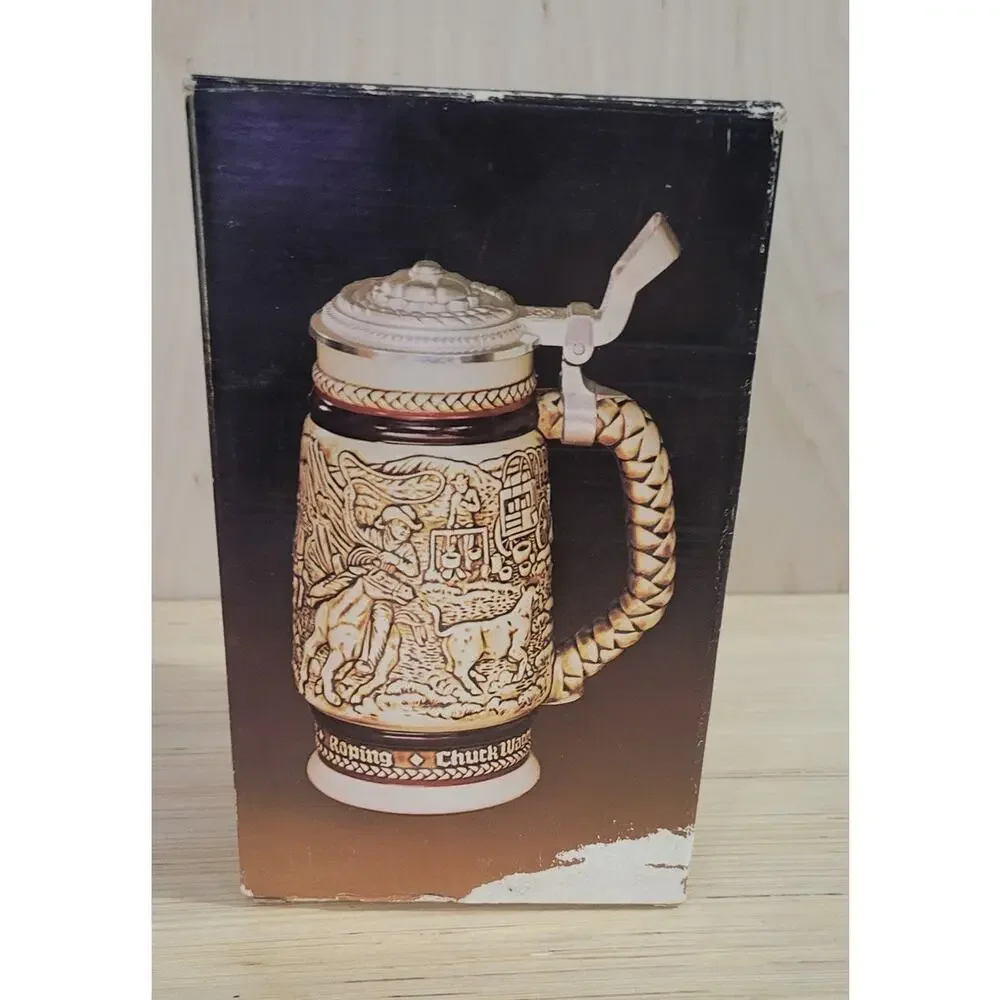 Avon Western Round-Up Ceramic Stein with Wild Country Cologne 1980 Vintage Beer
